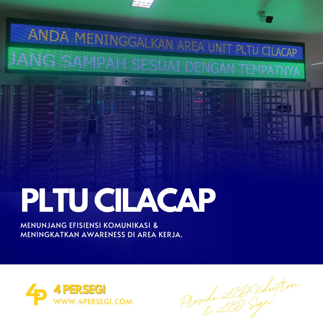 INSTALASI RUNNING TEXT INDOOR | MODUL P10 FULL COLOR | UK 5.76m x 0.8m | PEMASANGAN DI PLTU KARANG KANDRI CILACAP