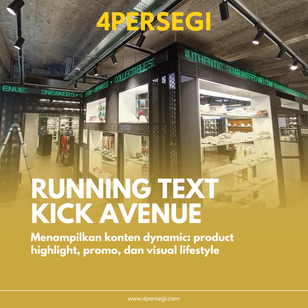 INSTALASI RUNNING TEXT INDOOR | MODUL P10 FULL GREEN | UK 1 MODUL x PANJANG 23m | PEMASANGAN DI HYPEQUARTERS KICK AVENUE JAKARTA