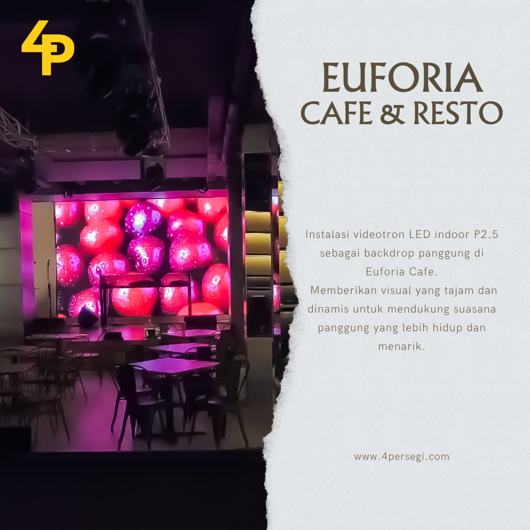 FIX INSTALASI VIDEOTRON INDOOR | MODUL P2.5 1920Hz | UK 4.48m x 2.72m | PEMASANGAN DI EUFORIA BAR-RESTO-LIVE MUSIC PALEMBANG